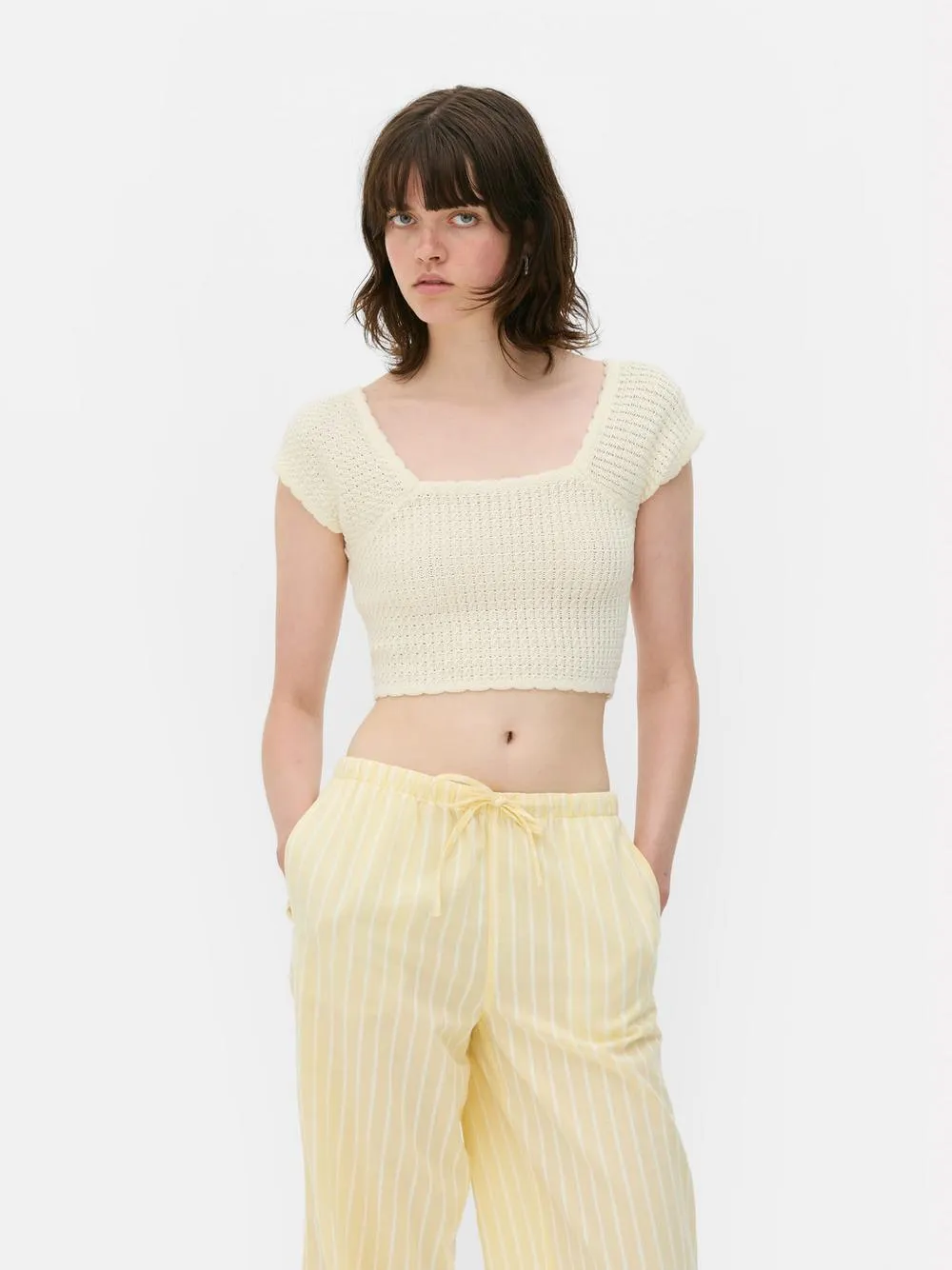 Pointelle Square Neck Top