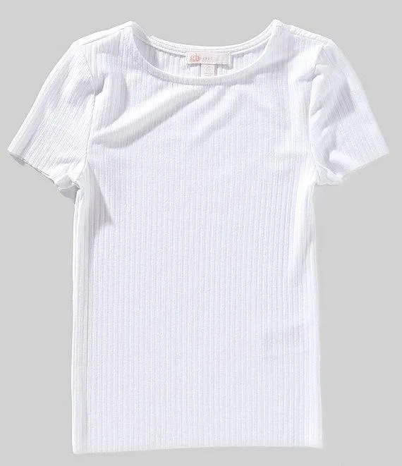 Big Girls Short Sleeve Basic Ribbed Knit T-Shirt