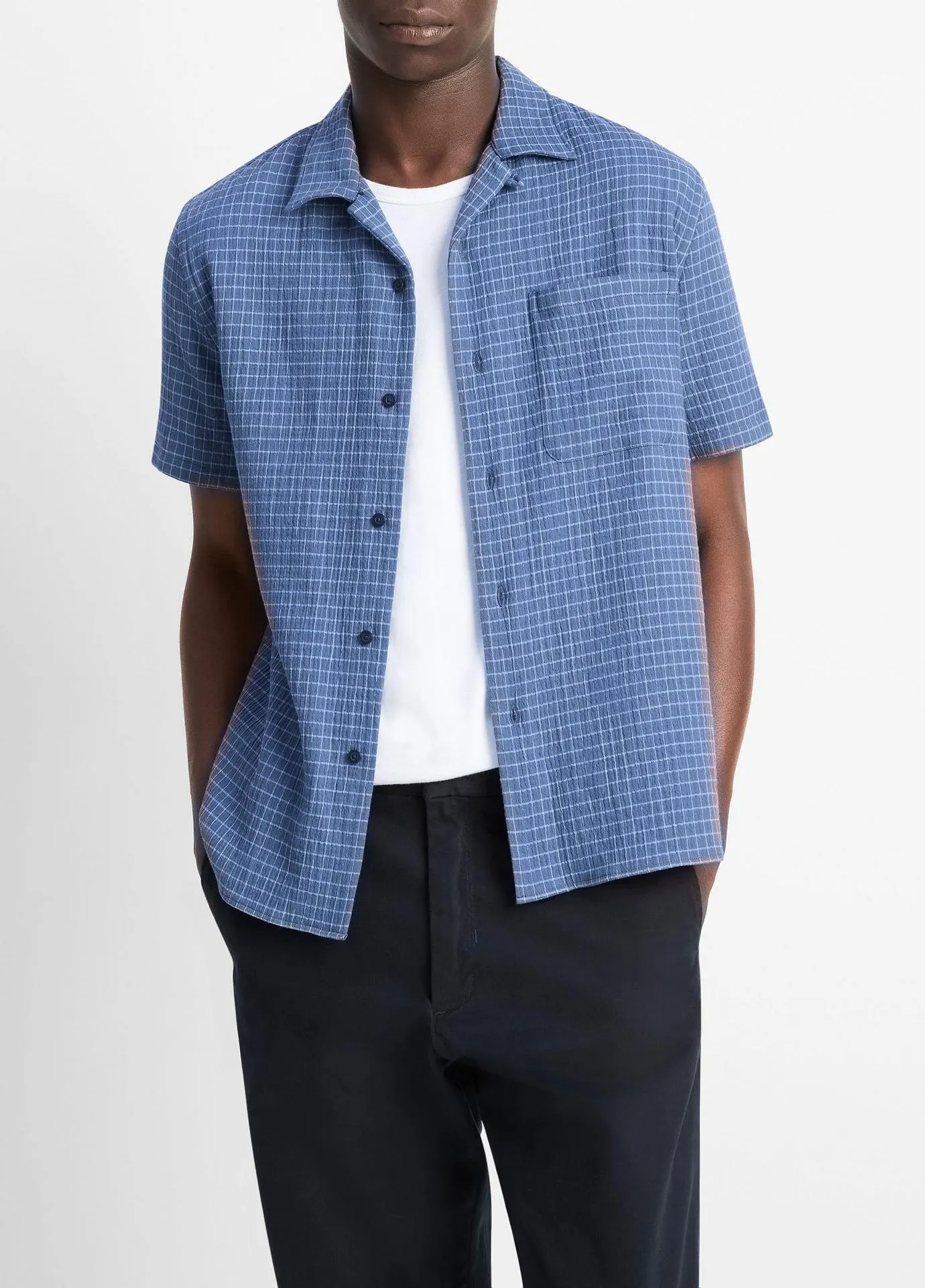 Provence Plaid Double-Face Italian Cotton Button-Front Shirt