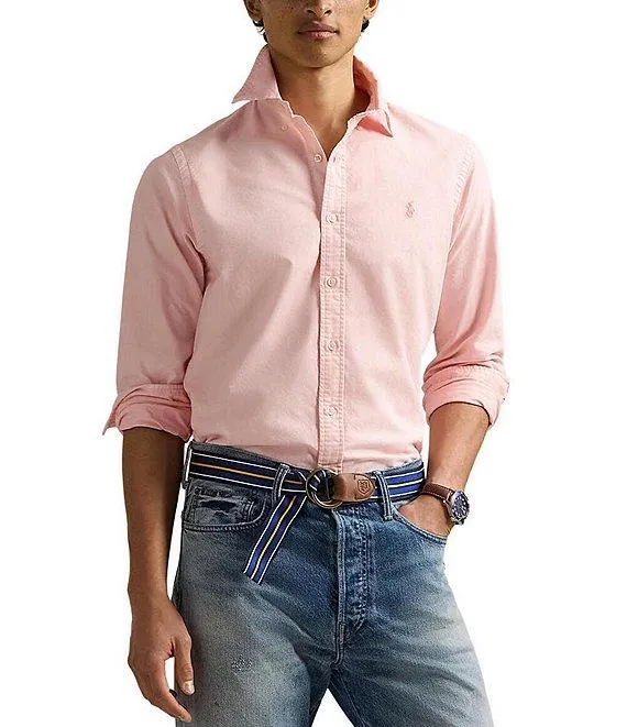 Classic Fit Mineral-Dyed Oxford Long Sleeve Woven Shirt
