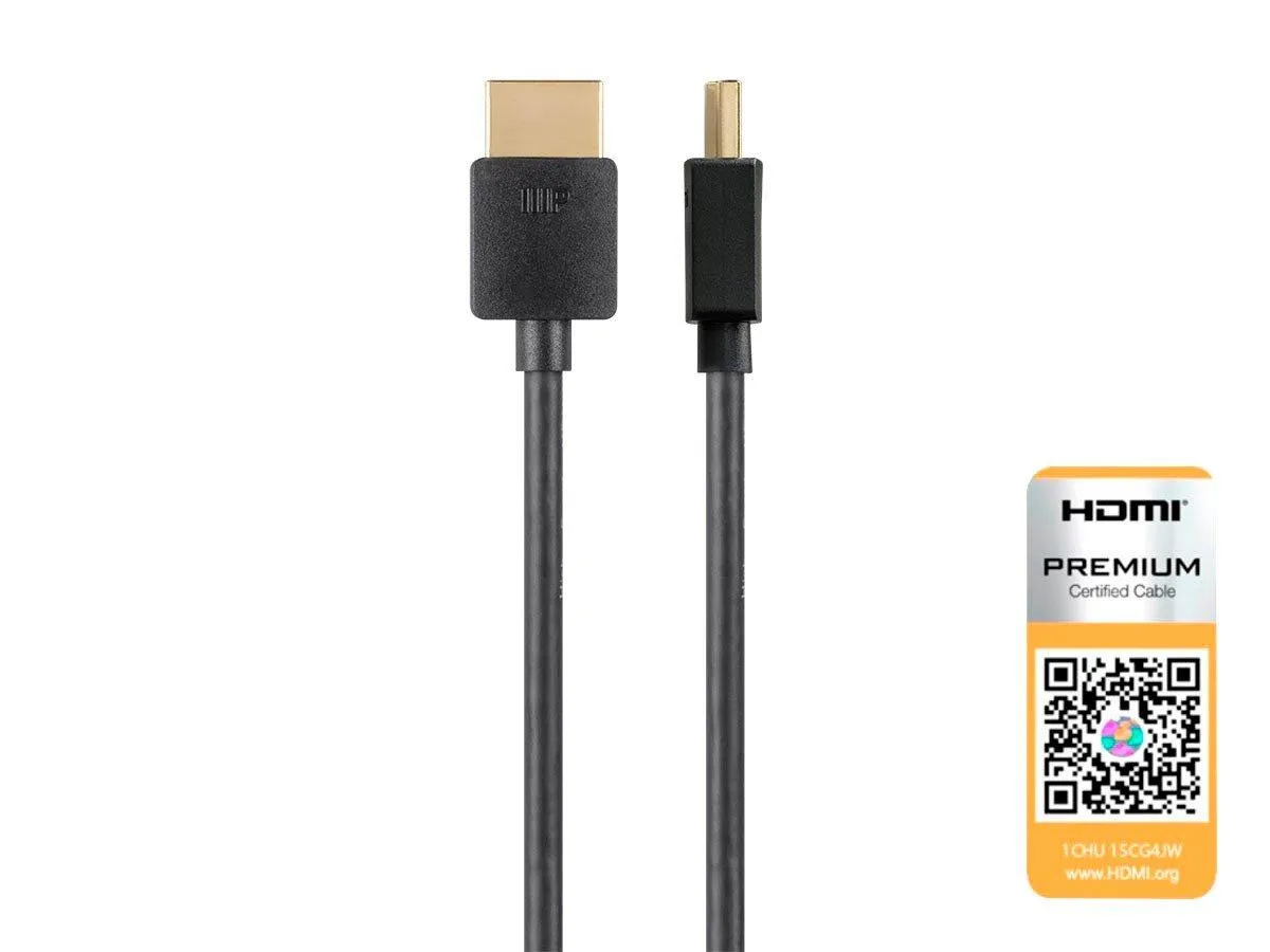 Monoprice 4K Certified Premium High Speed Slim HDMI Cable - 4K60Hz, 18Gbps, HDR, CL Rated, 6ft, Black