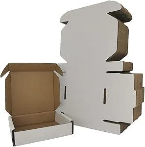 50 Pack 4x4x1'' Small Shipping Boxes, White Corrugated Cardboard Mailers for Mailing Packaging Business (W441-50)