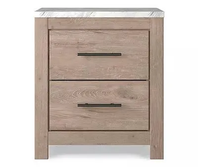 Senniberg Oak & Faux Calcutta 2-Drawer Nightstand