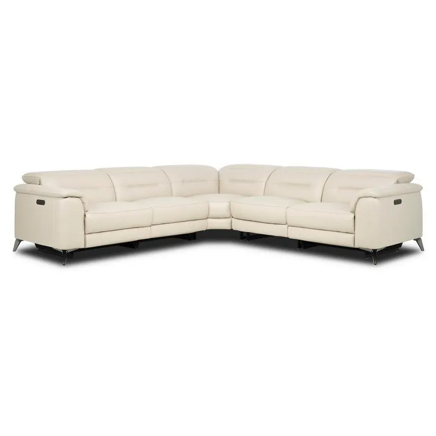 Anabel Cream 2.0 Leather Power Reclining Sectional with 5PCS/2PWR