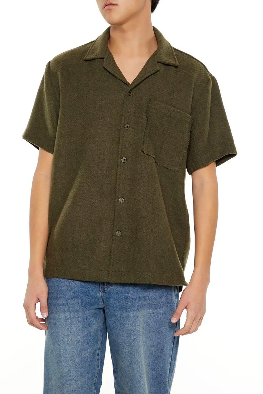 Boucle Knit Cuban-Collar Shirt