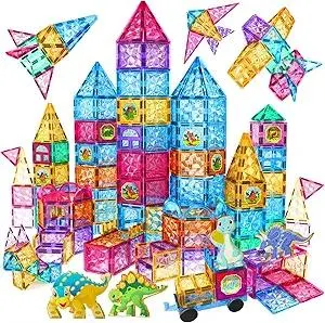 Jasonwell 110PCS Magnetic Tiles Building Blocks Set for Boys Girls Preschool Educational Magnet Construction Kit Stacking STEM Toys Christmas Birthday Gifts for Kids Toddlers 3 4 5 6 7 8 9 + Year Old