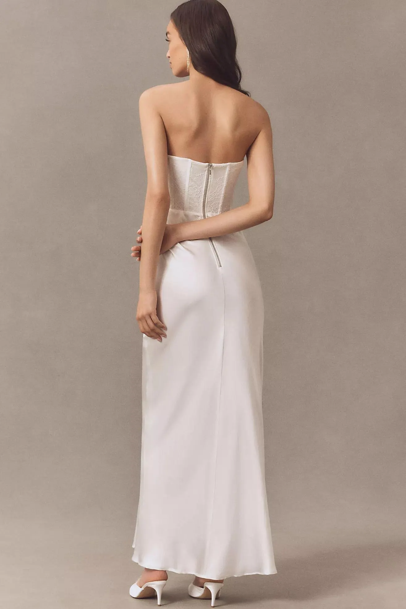 Significant Other Sofiya Strapless Lace Draped Satin Maxi Dress