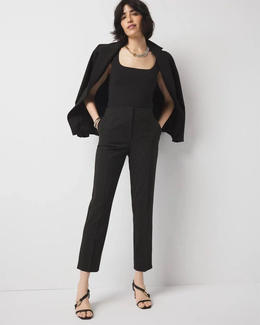 Pinstripe Straight Ankle Pant