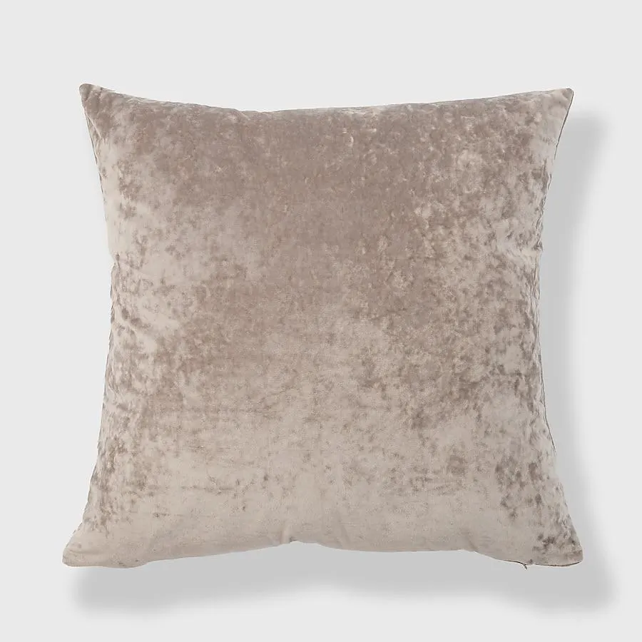 FRESHMINT Affably Crushed Velvet 20-in x 20-in Taupe Square Indoor Decorative Pillow