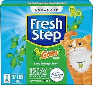 Fresh Step Advanced Clumping Litter with Febreze Freshness with Gain Scent, Fights Odor on Contact, 37 lbs. (2 x 18.5 lb. Box) (Package May Vary)