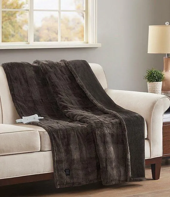 Carved Faux Fur Electric Throw