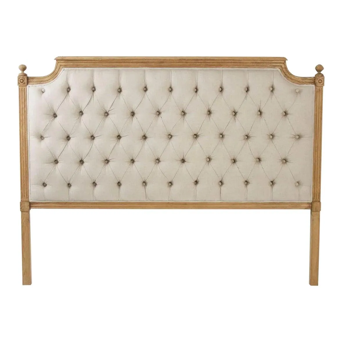 Audley Tufted Headboard in Queen in Natural Linen in Beige