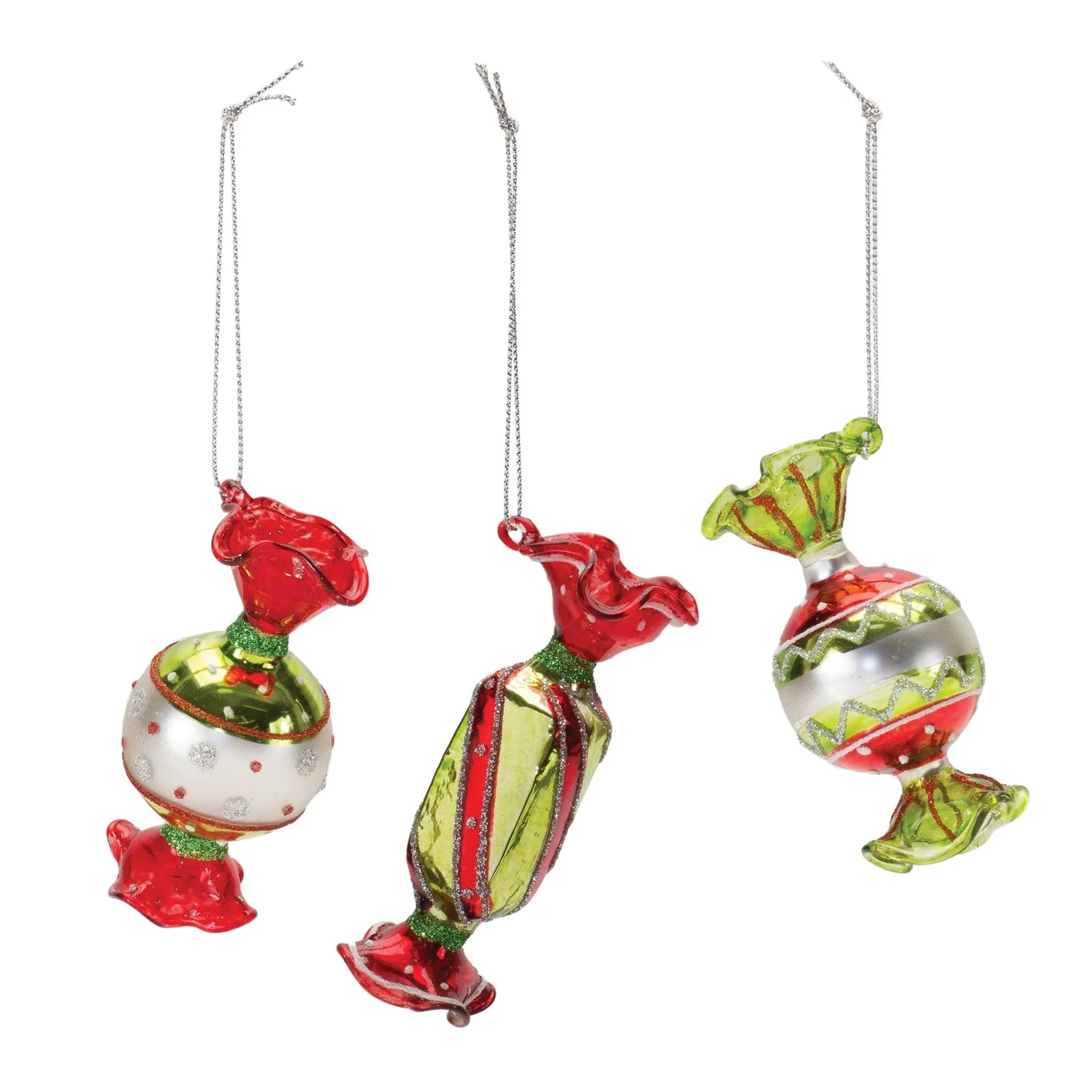 Glass Wrapped Candy Ornament, Set of 12