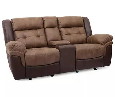 Mesa Brown Reclining Console Loveseat