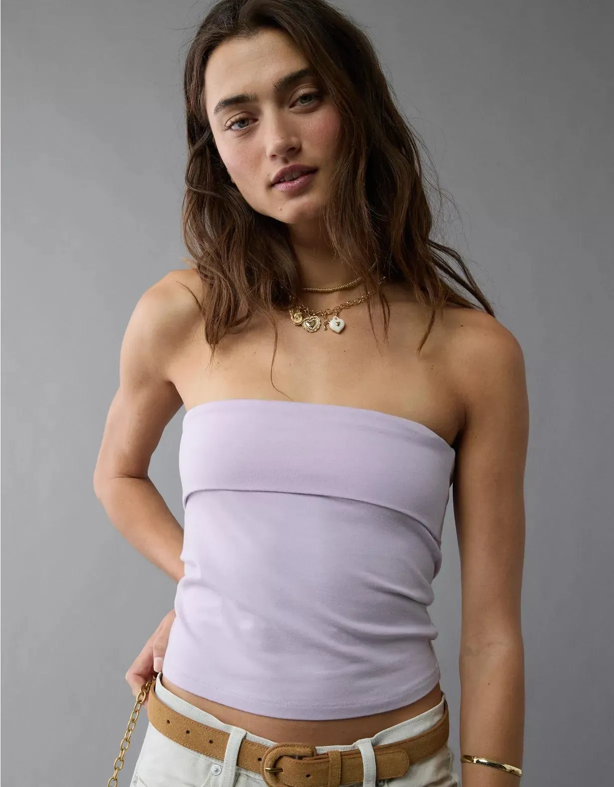 AE It Knit Foldover Tube Top