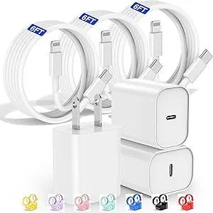 Fast Charger for iPhone Charger Fast Charging 6ft Lightning Cable,for iPhone 14 13 12 Pro Max Charger Fast Charging with 20w USB C Charger Block,Type C to Lightning Cord for iPhone 11 Pro Max/XS-White