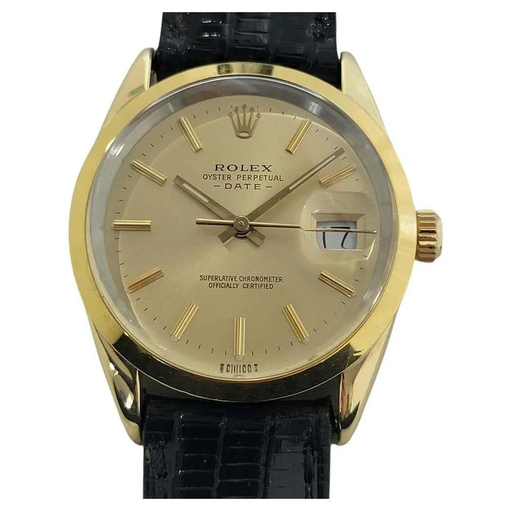 Mens Rolex Oyster Perpetual Date 15505 34mm Gold Capped Automatic 1980s RA455