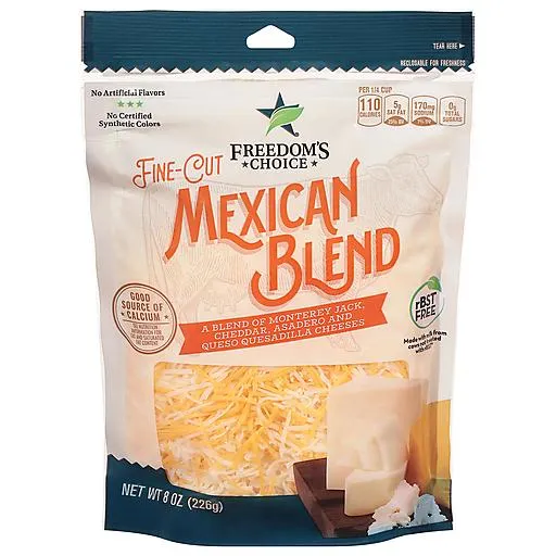 Freedom's Choice Fancy Shreds Mexican Blend Finely Shredded Four Cheese Blend 8 oz bag