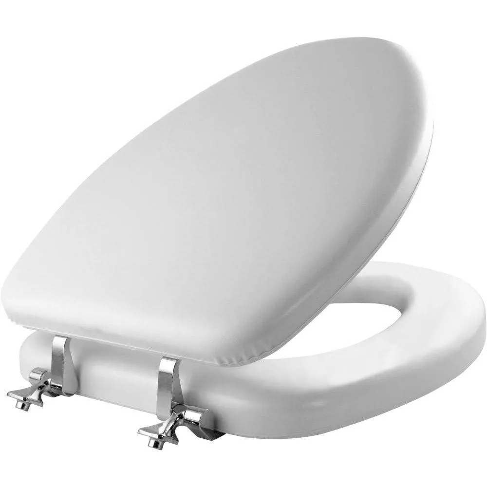 Bemis Mayfair 1815CP 000 Soft Toilet Seat with Premium Chrome Hinges that will Never Loosen, ELONGATED, White