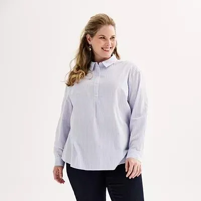 Plus Size Croft & Barrow® Woven Popover Tunic