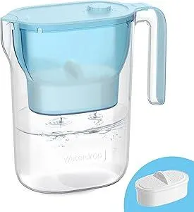 Waterdrop Water Filter Pitcher, 200-Gallon Long-Life, Countertop NSF Certified Water Purifier, Replaces 6,400 Plastic Water Bottles a Year, Reduces Chlorine, PFOA/PFOS, 7-Cup, Blue