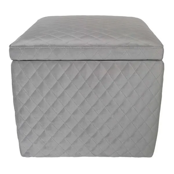 Jada Velvet Square Storage Ottoman, Grey