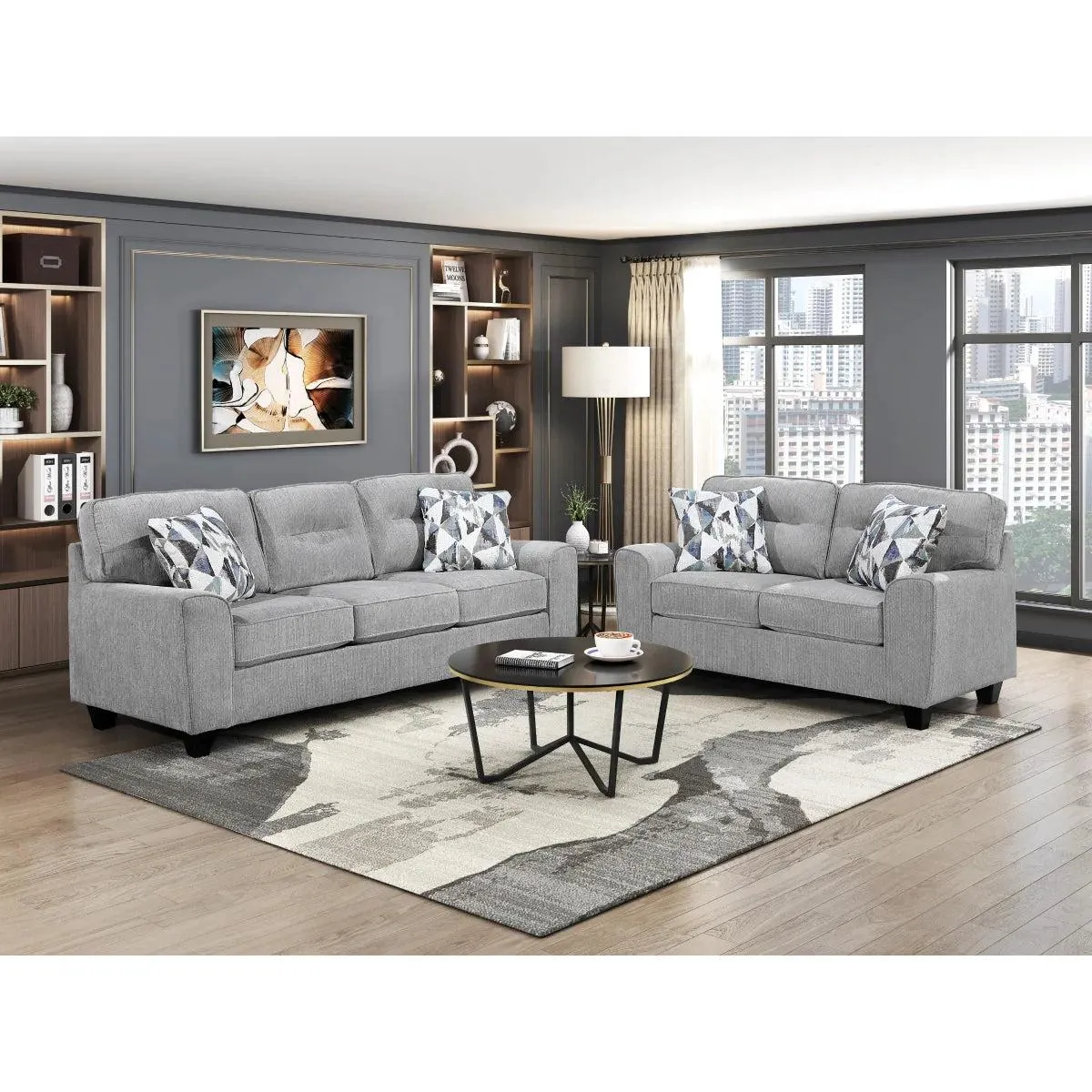 Norma Sofa & Loveseat Set - Grey by Homelegance