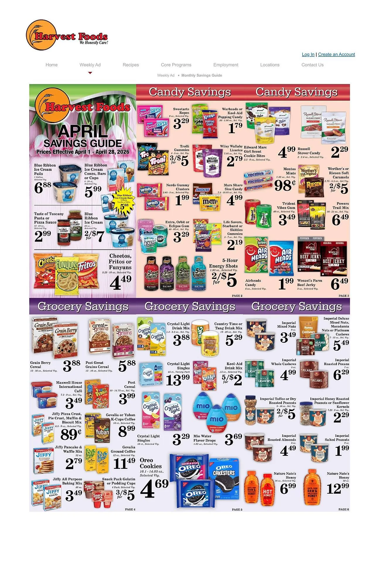 Weekly promotion Harvest Foods weekly ad spanning from April 18 to April 21 2026 - Page 1 for Catalogue 365