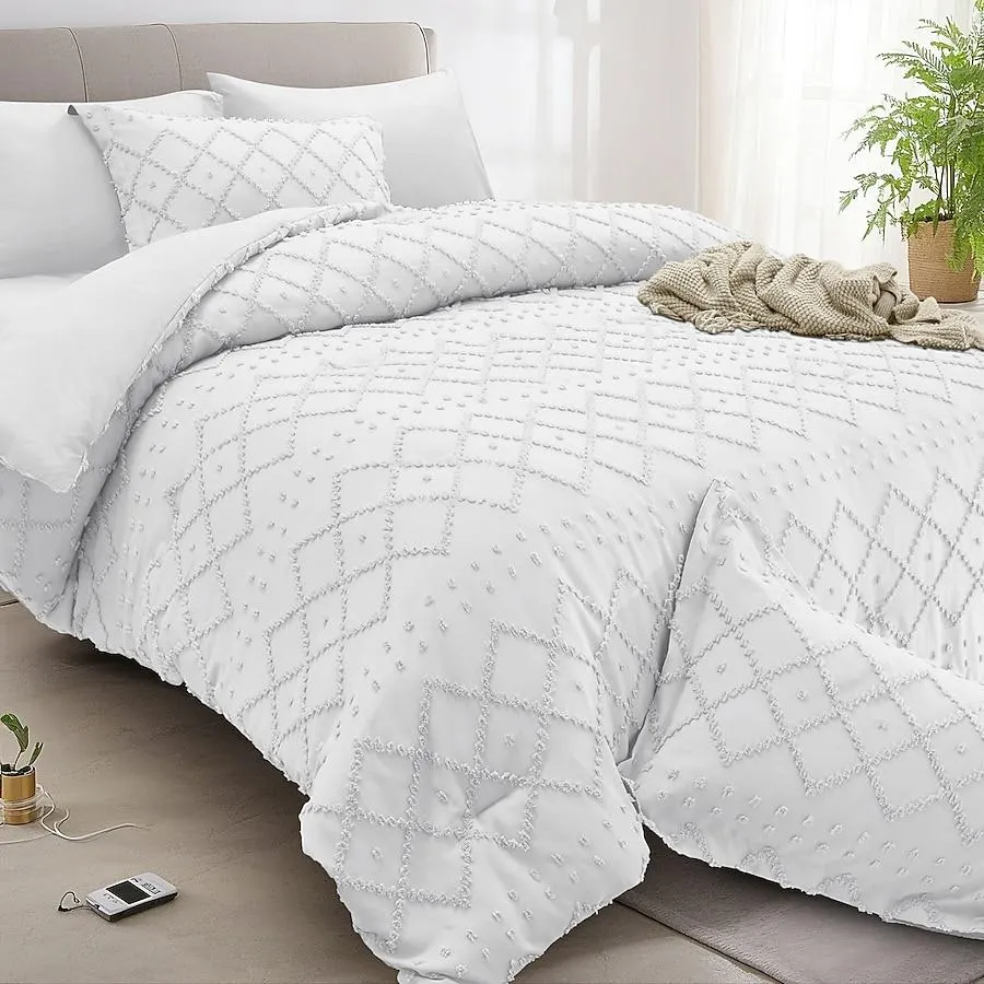 JEAREY Microfiber 7 -Piece White King Comforter Set