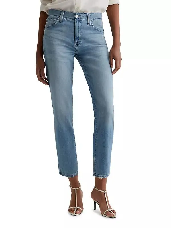 Ex-Boyfriend Distressed Cotton-Blend Crop Jeans