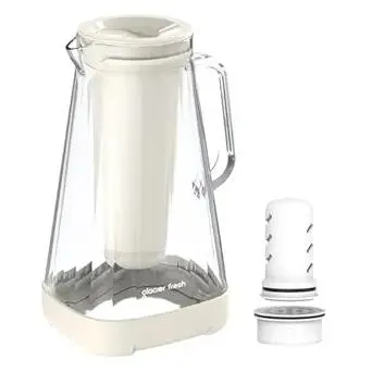 GLACIER FRESH 10 Cup Purela Glass Water Pitcher with 1 Ultrafiltration Membrane and Activated Carbon Filter, Reduces 99% Chlorine, PFOA&PFOS, Coliforms, White
