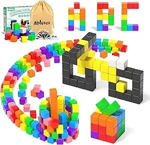 54 PCS Magnetic Blocks, Magnetic Building Blocks for Toddlers 3+, Montessori Toys, Magnet Cubes, Preschool STEM Educational Sensory Magnet Toys for Kids Ages 3-5 Year Old Boys and Girls
