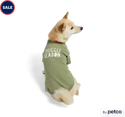 YOULY Snuggle Season Crewneck for Dogs and Cats, XX-Small, Green