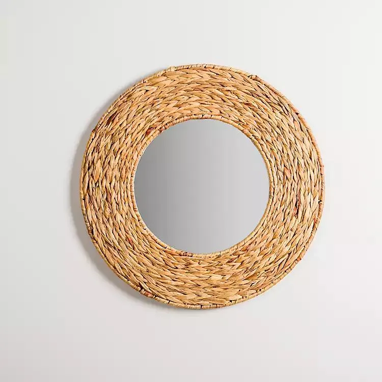 Round Natural Water Hyacinth Mirror