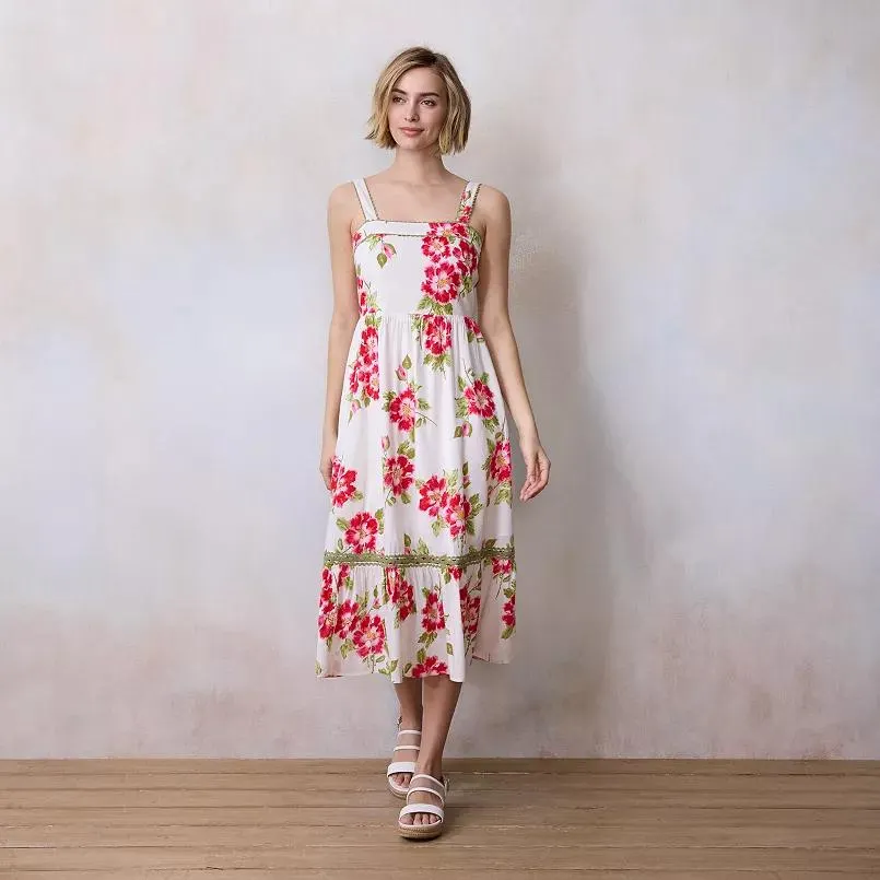 Women's LC Lauren Conrad Tie-Strap Floral Midi Dress