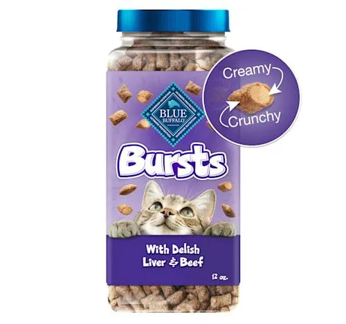 Blue Buffalo Bursts Great for Training Delish Liver & Beef Crunchy & Creamy Cat Treats, 12 oz.