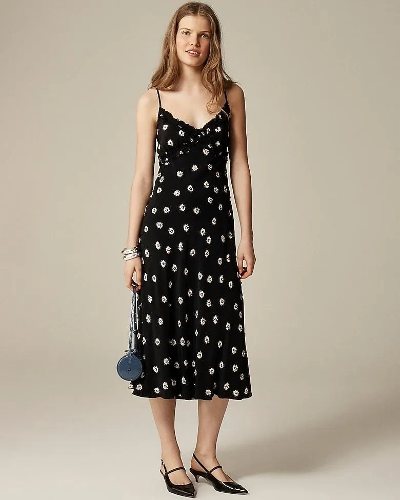 Collection embellished ruffle-trim slip dress