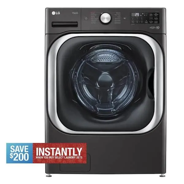 5.2 cu. Ft Stackable SMART Front Load Washer in Black Steel with Steam & Turbowash Technology