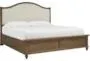 Ambrose Queen Natural Wood Upholstered Panel Bed With USB