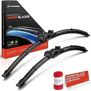 A-Premium Pack of 2 Windshield Wiper Blades with Wear Indicator & Towel - Compatible with Chevrolet Equinox 2010-2017 & GMC Terrain 2010-2017 - 24" and 17", TLP Connector, Left and Right