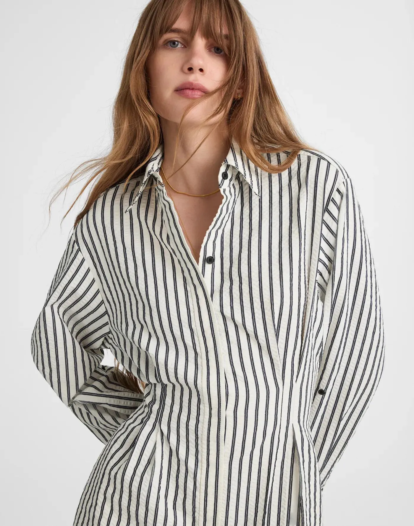 Tucked Mini Shirtdress