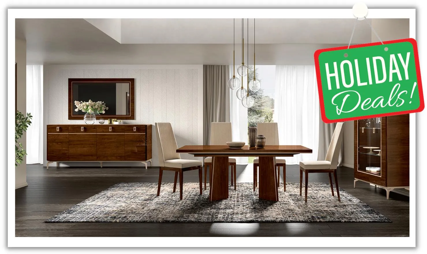 ESF Furniture Eva Extendable Dining Room Set In Brown