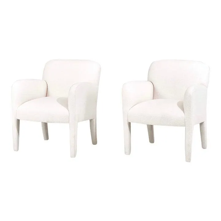 Postmodern Pair Lounge Chairs by Preview in Boucle, 1980