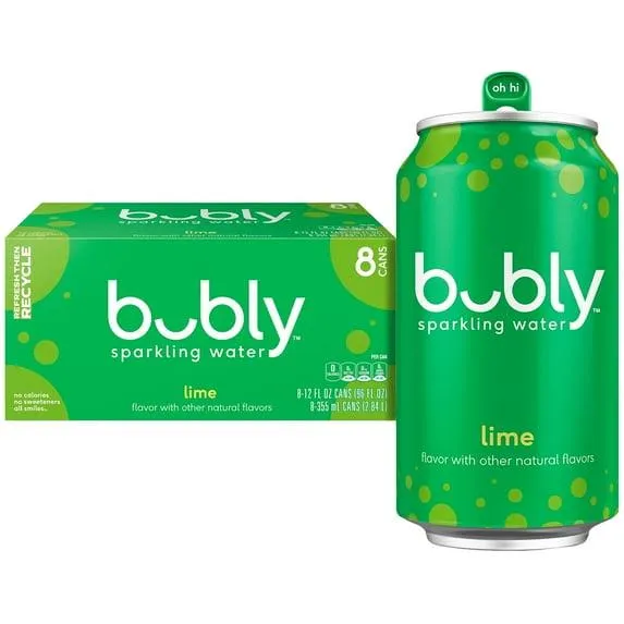 bubly Lime Sparkling Water, 12 fl oz, 8 Pack Cans
