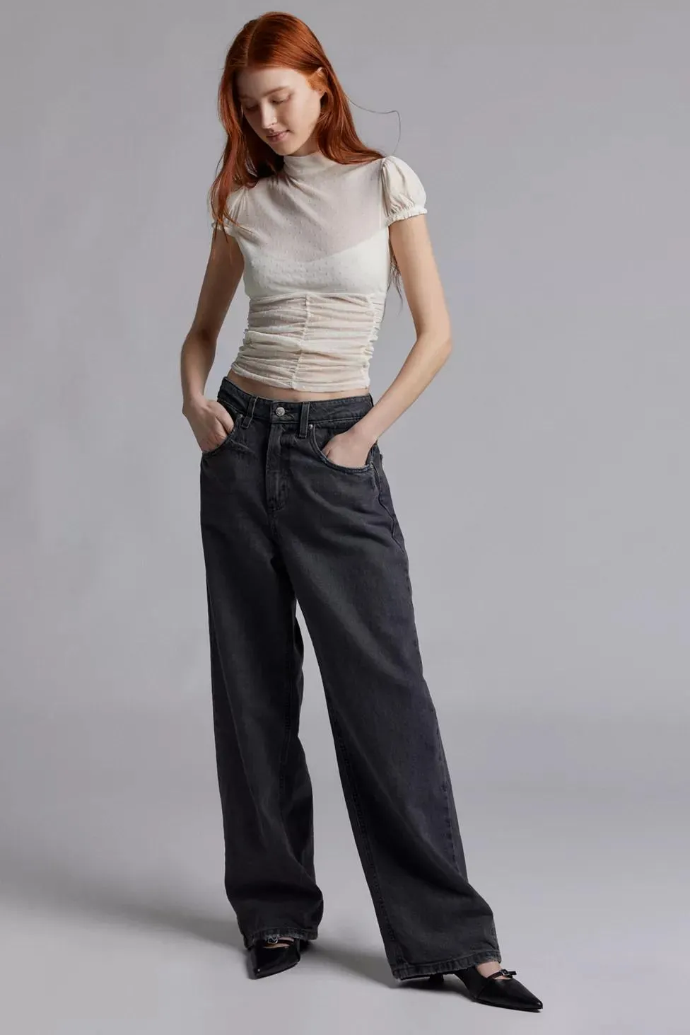 Kimchi Blue Key To My Heart Swiss Dotted Sheer Mesh Top