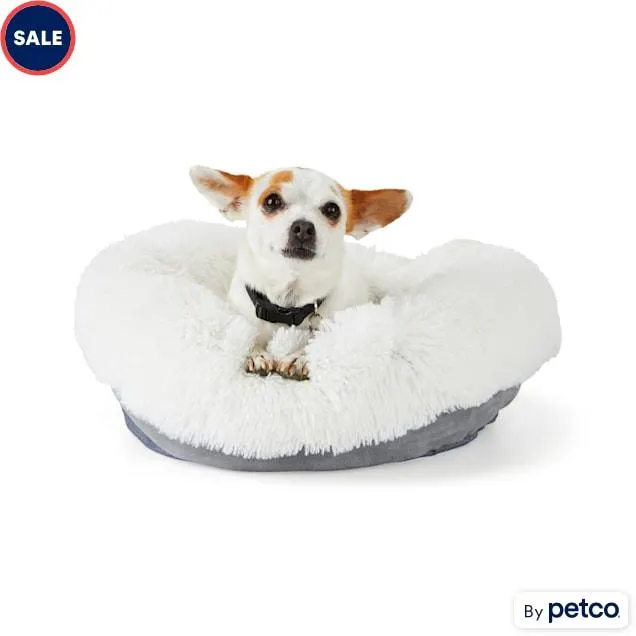 EveryYay Snooze Fest Cream Donut Bed for Dogs, 18" L X 18" W X 10" H