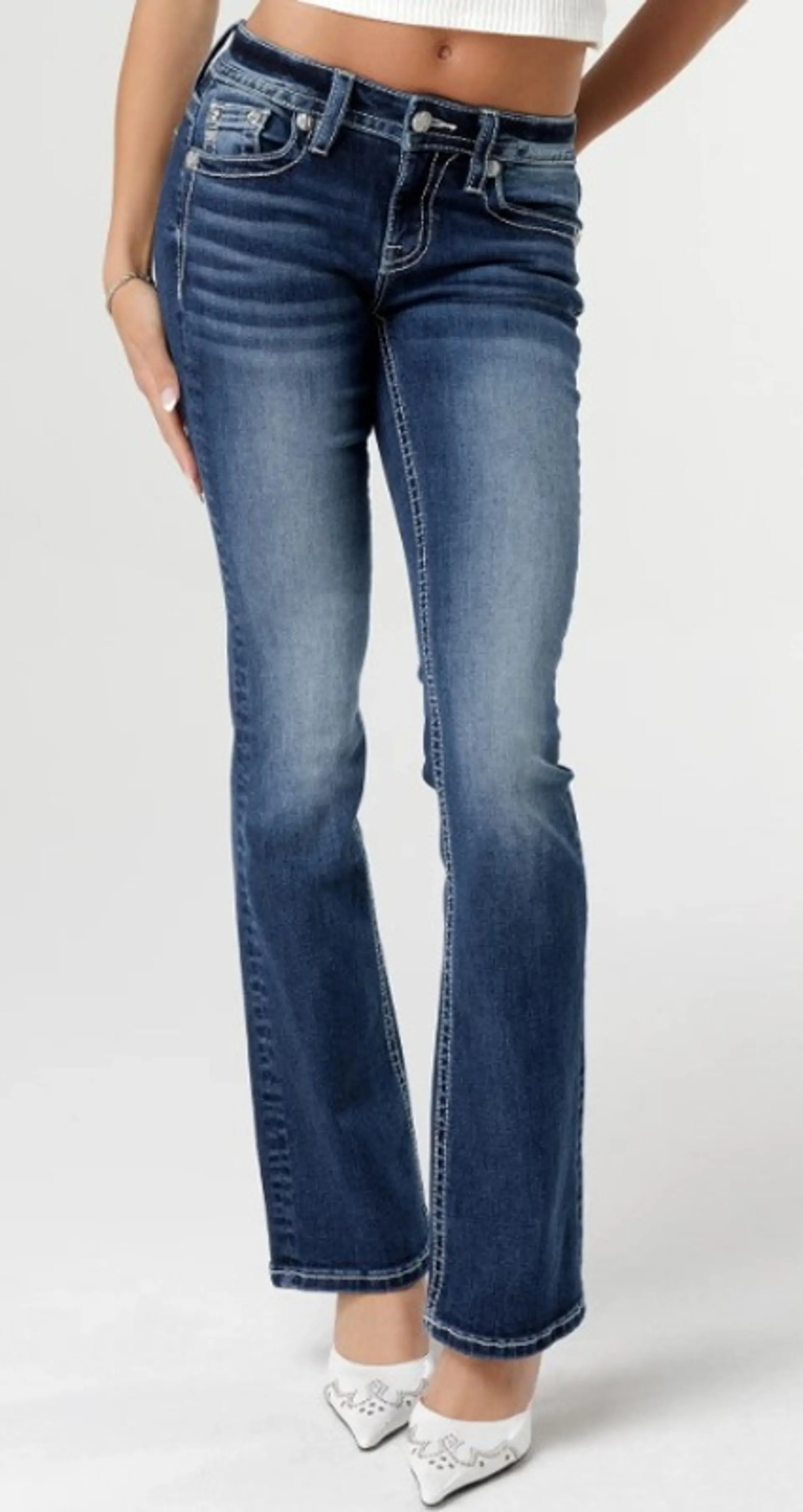 Miss Me Womens Blossoming Cross Bootcut Jeans