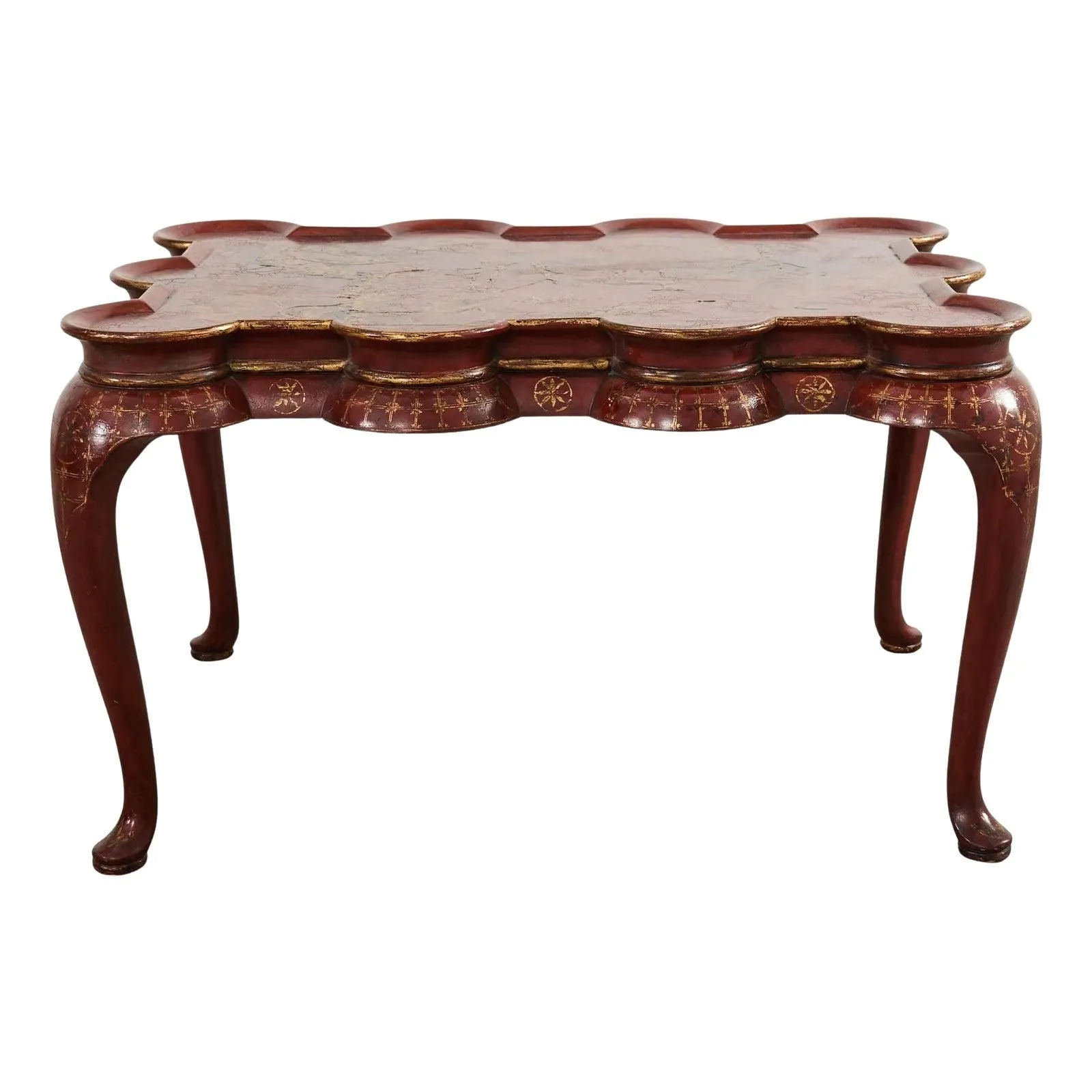 Rose Tarlow Scalloped Cocktail Table Chinoiserie Decorated