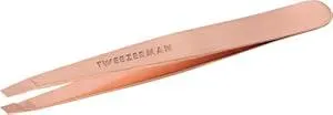 Tweezerman Stainless Steel Slant Tweezer - Eyebrow Tweezers for Women and Men (Rose Gold)