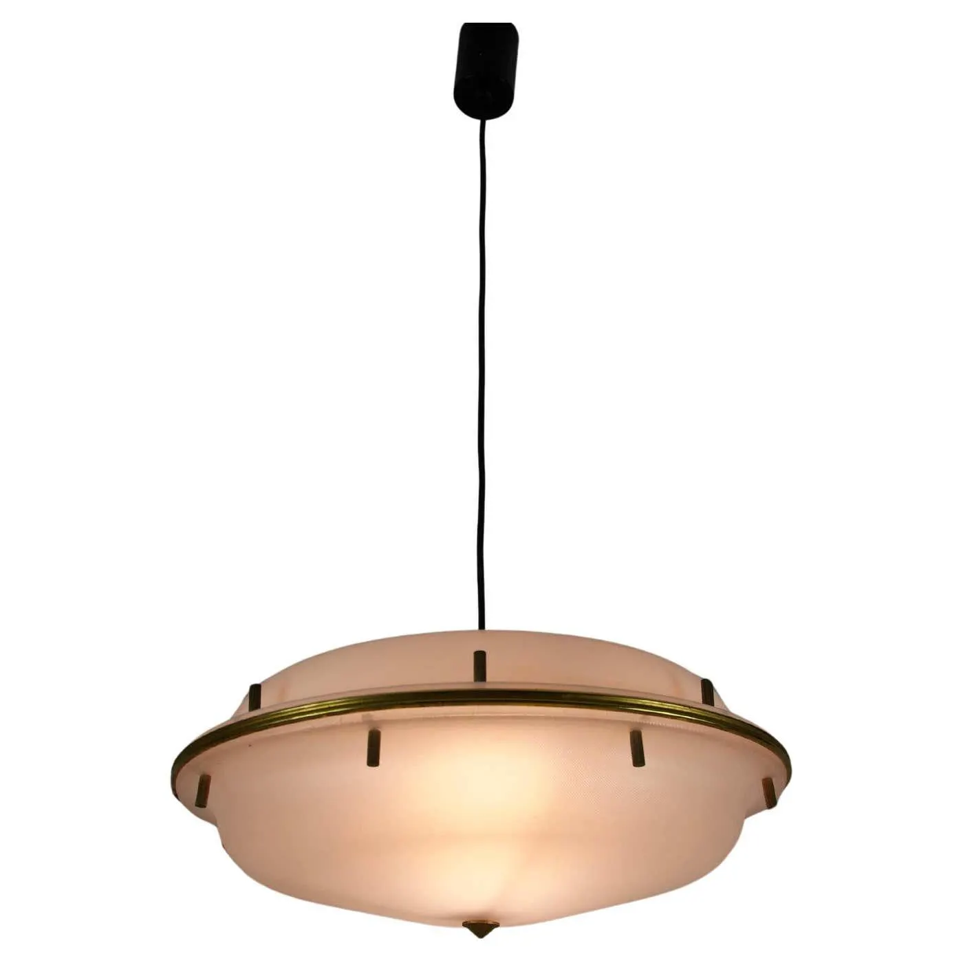Brass and Acrylic Glass Pendant Lamp by Tito Agnoli for O-Luce, Italy, 1960s